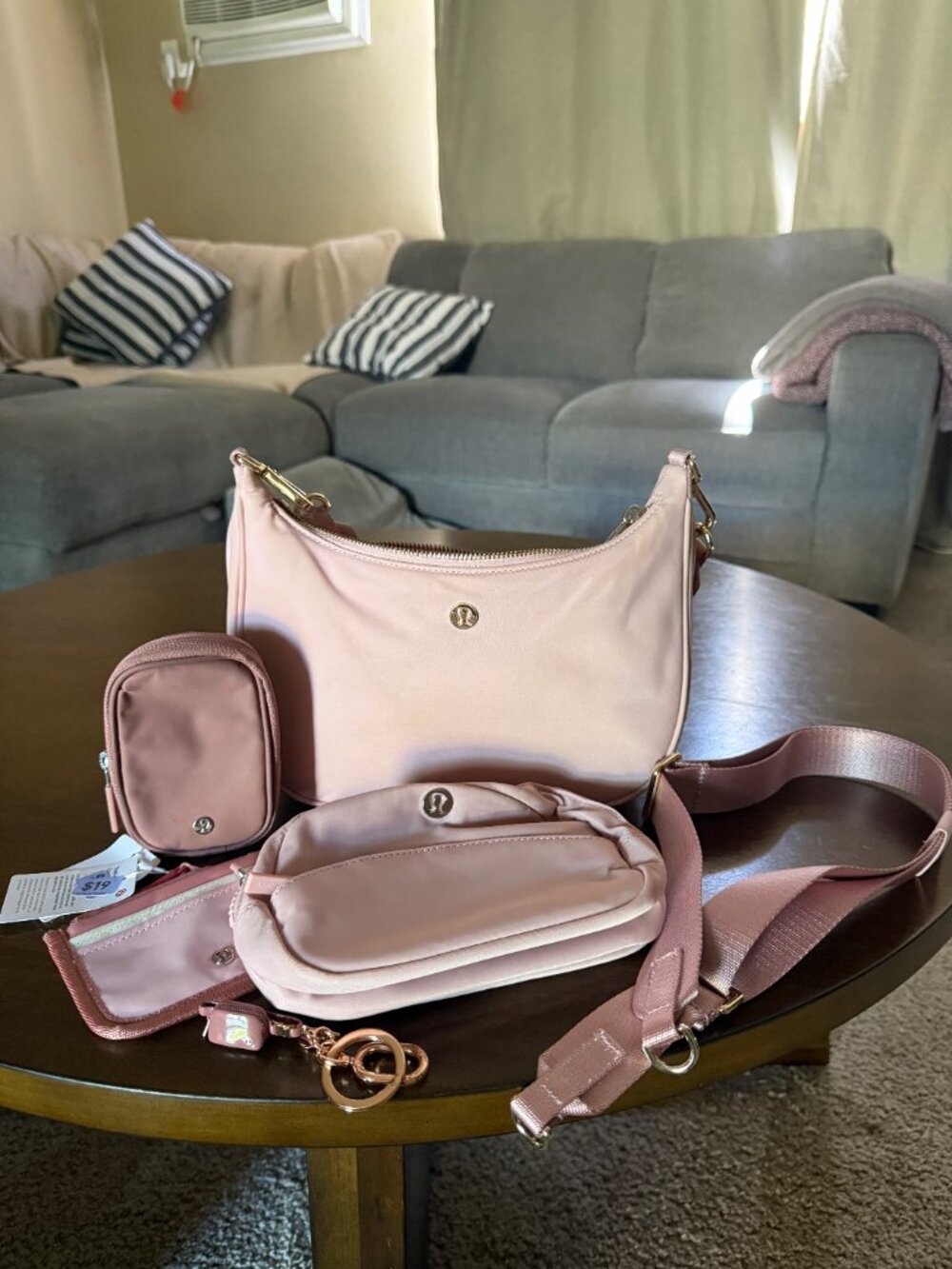 Lululemon Pink Haze Bundle 5-Piece Shoulder Bag Pouch Card Case Nano Charm